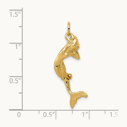 3D Mermaid Charm, 14K