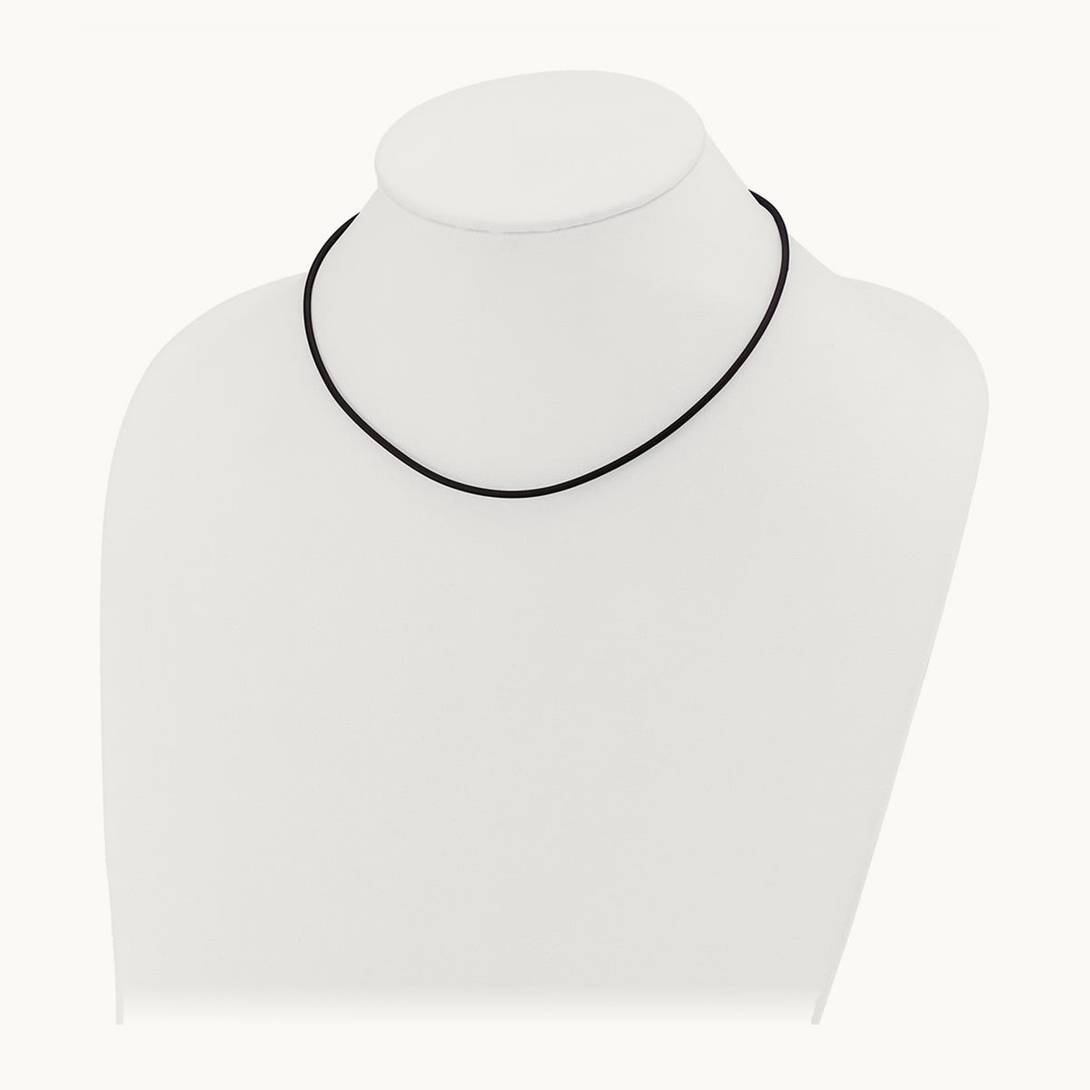 16in with Yellow Clasp Black Rubber Cord Necklace — 2mm