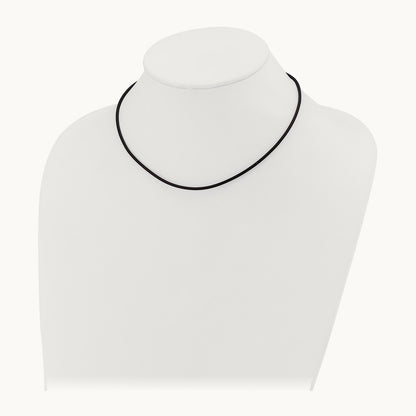 16in with Yellow Clasp Black Rubber Cord Necklace — 2mm