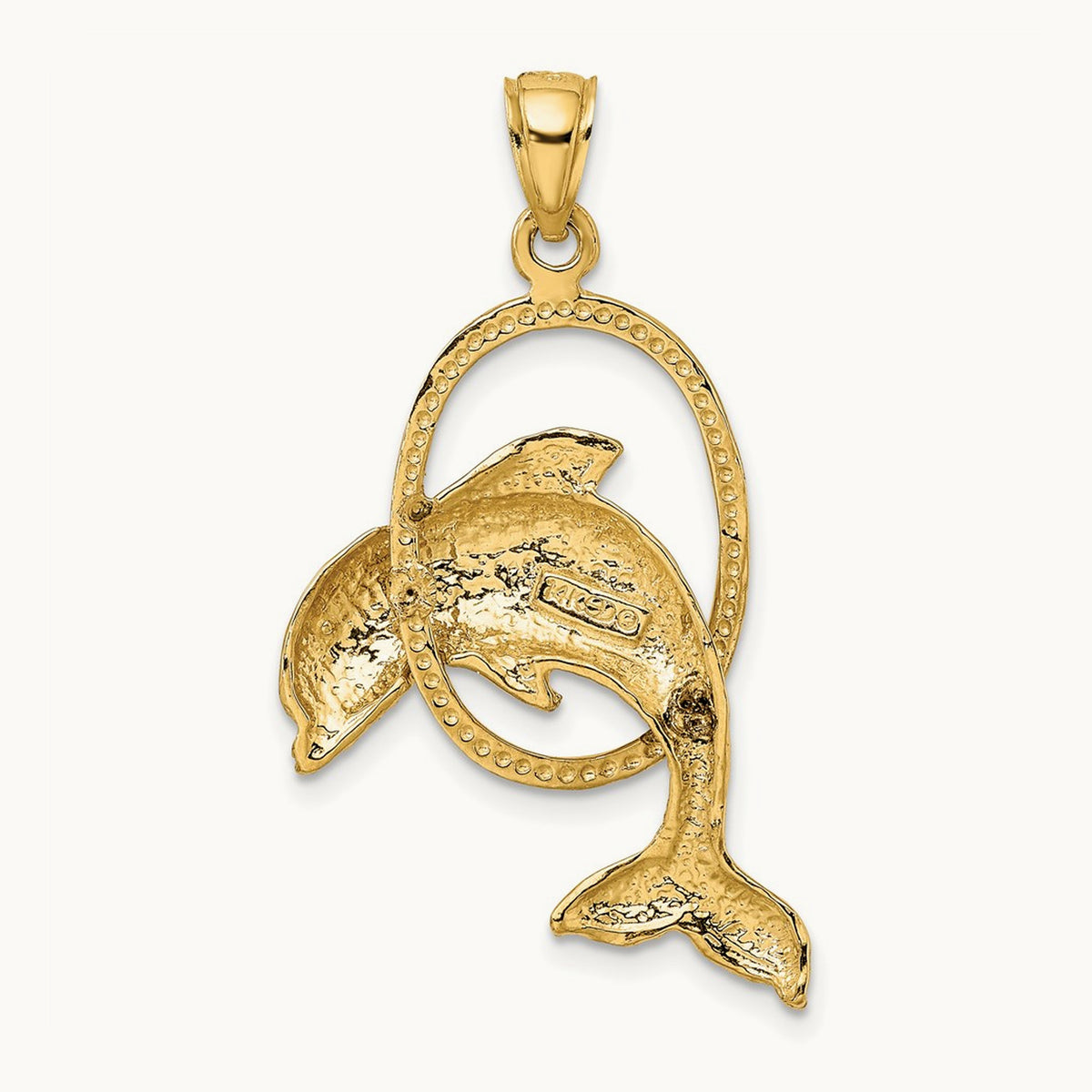 Dolphin Jumping Through Hoop Charm, 14K