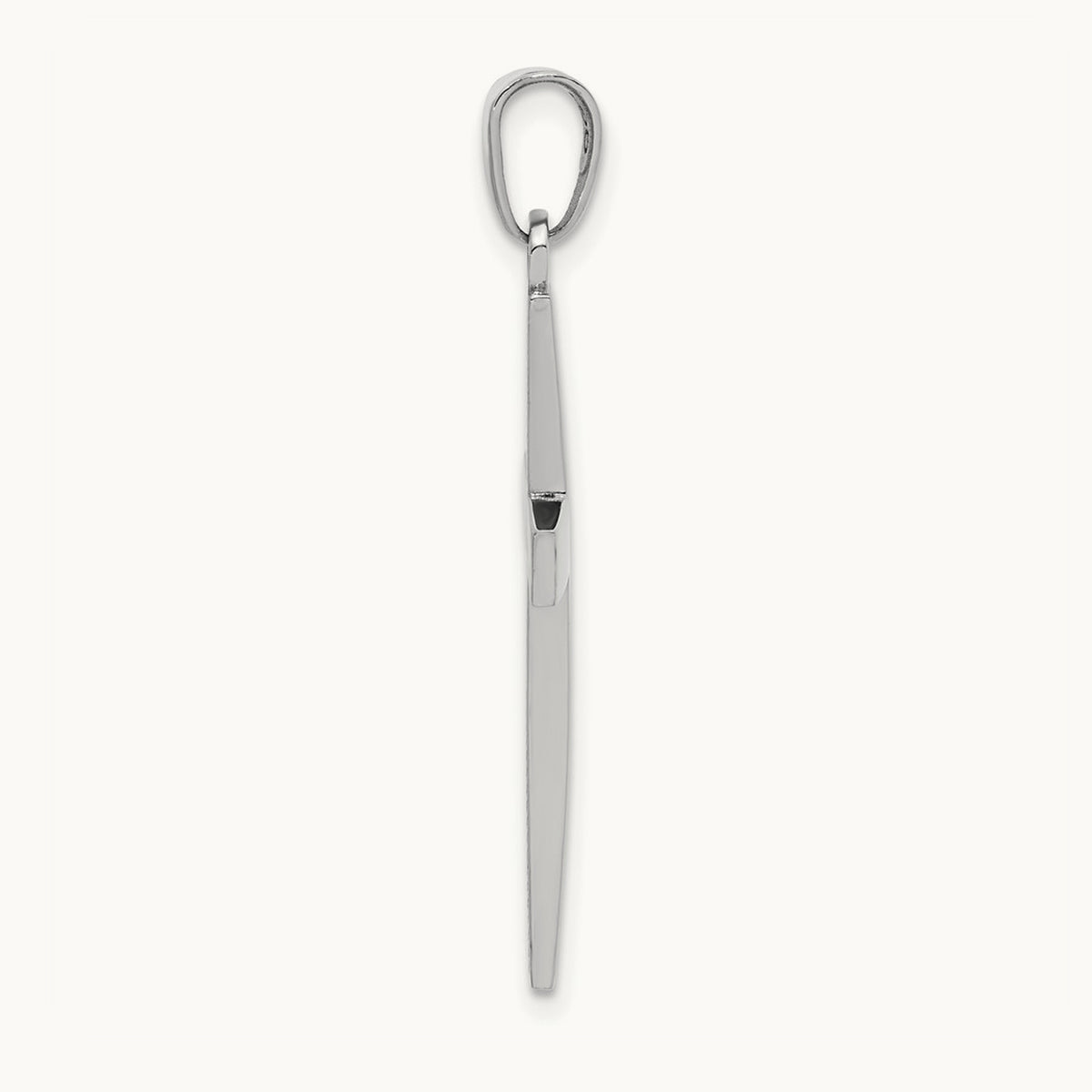 Polished Beveled Cross Charm — 14K White Gold