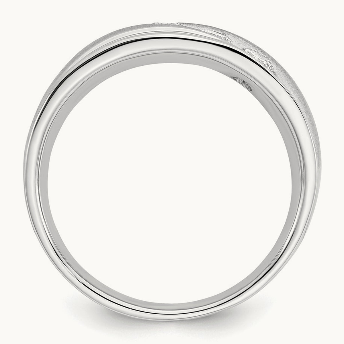 White Gold 3 Stone Men's Ring, 0.50 ct tw Lab-Grown Diamond — 14K White Gold