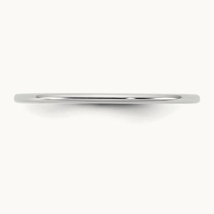 Lightweight Half Round Band, 1mm, 10K White Gold