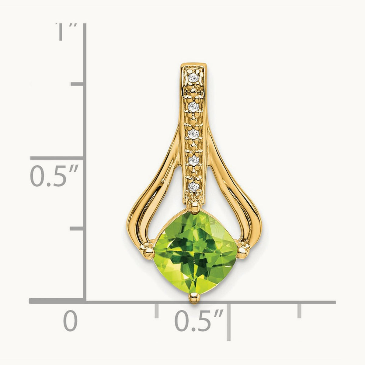 Peridot and Diamond Pendant — 14K Yellow Gold