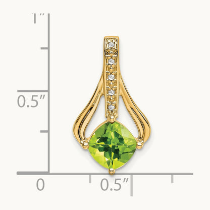 Peridot and Diamond Pendant — 14K Yellow Gold