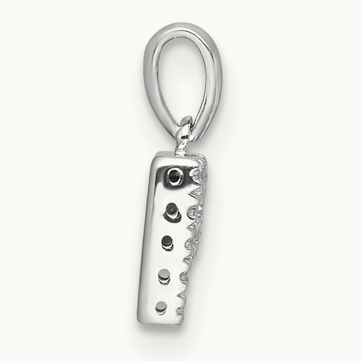 Diamond Initial with Bail Pendant — 14K White Gold, P