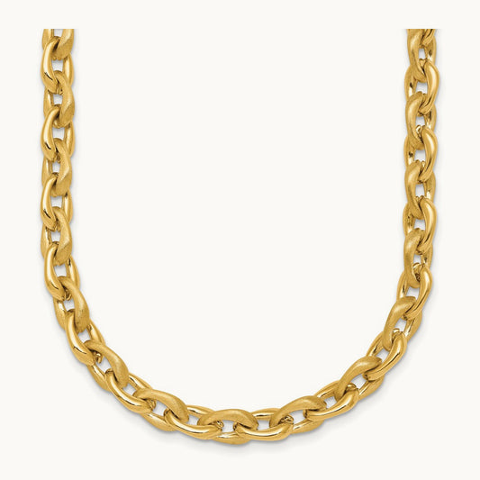 Polished And Brushed Chain Necklace, 6.75mm, 14K