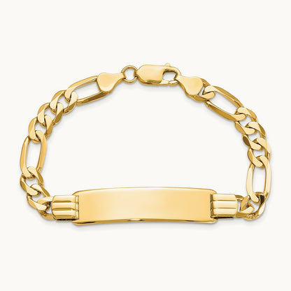 Flat Figaro Link ID Bracelet, 14K