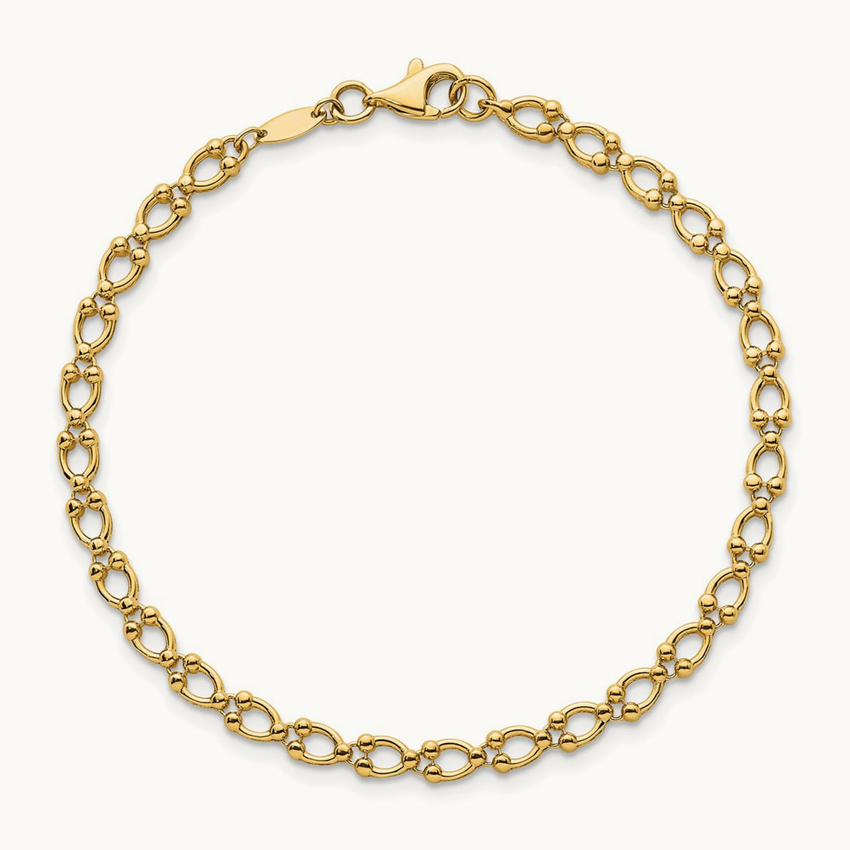 Polished Fancy Link 7in Bracelet, 14K