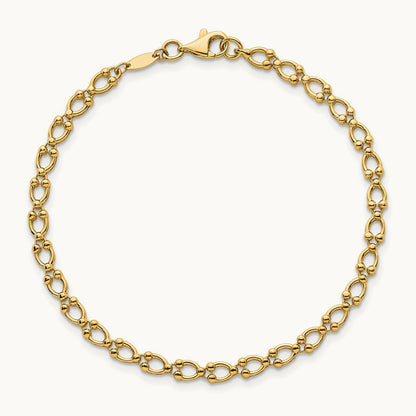 Polished Fancy Link 7in Bracelet, 14K