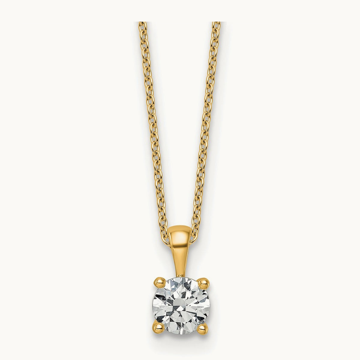 Four-Prong Pendant Necklace, 0.50-2.00 ct tw Lab-Grown Diamond — 3/4 ct, 14K Yellow Gold