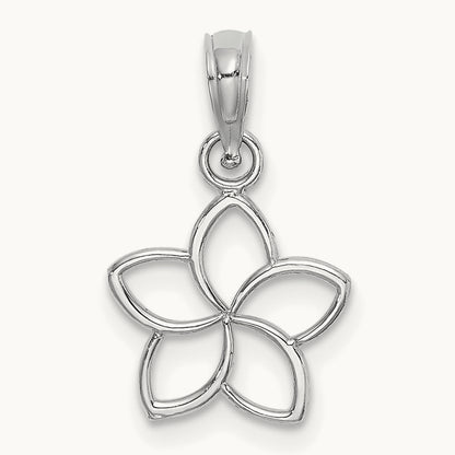 Cut Out Flower Charm, 14K White Gold