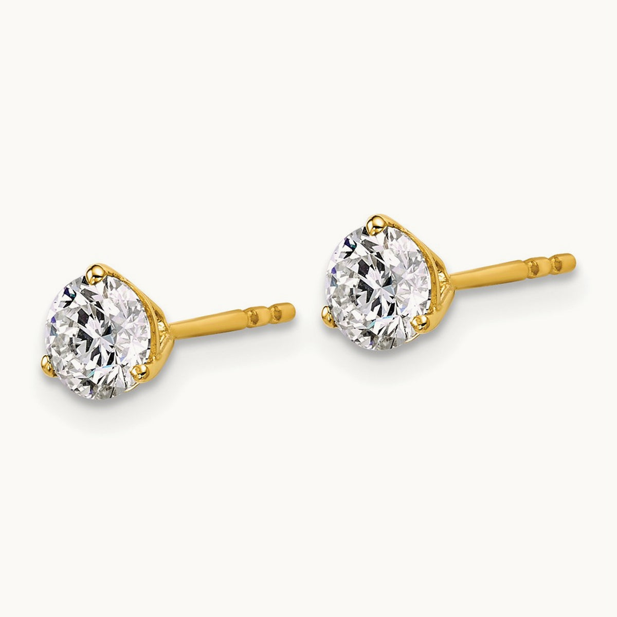 Round Stud Earrings, 0.10-6.00 ct tw Lab-Grown Diamond — 1 ct, 18K Yellow Gold