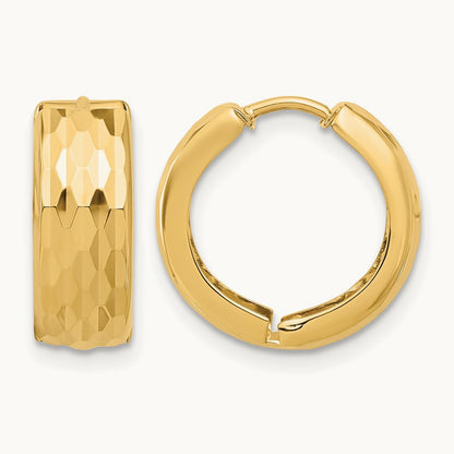 Diamond-Cut Hinged Huggie Earrings, 14K — Leslie's