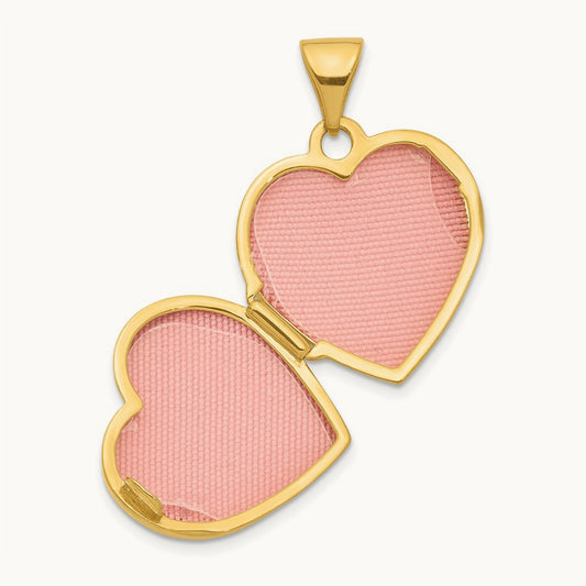 Diamond Heart Locket Pendant, 16mm, 14K
