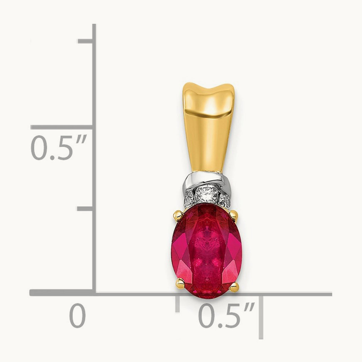 w/Rhodium Diamond and .66 Oval Ruby Pendant, 14K