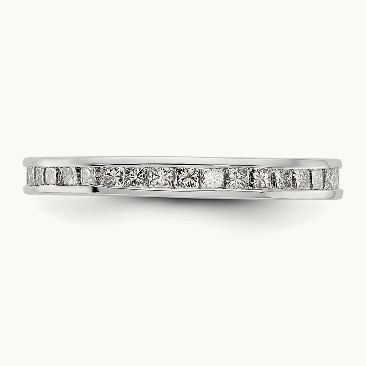 Polished 3ct Princess Channel Set Diamond Eternity Band, 14K Gold in 14K White Gold