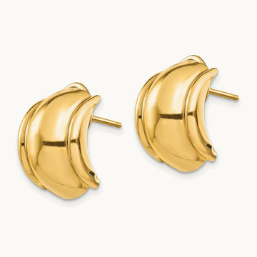 Polished Fancy Omega Back Post Earrings, 14K