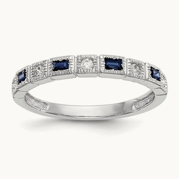 Diamond w/Sapphire Band, 14K White Gold