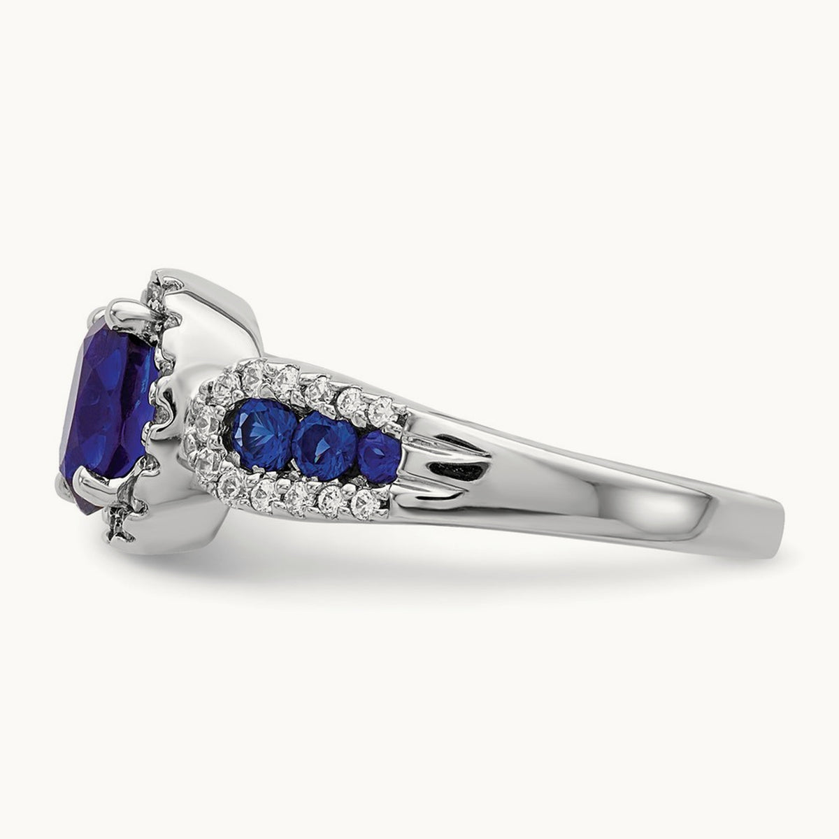 Oval Created Sapphire Ring — 7