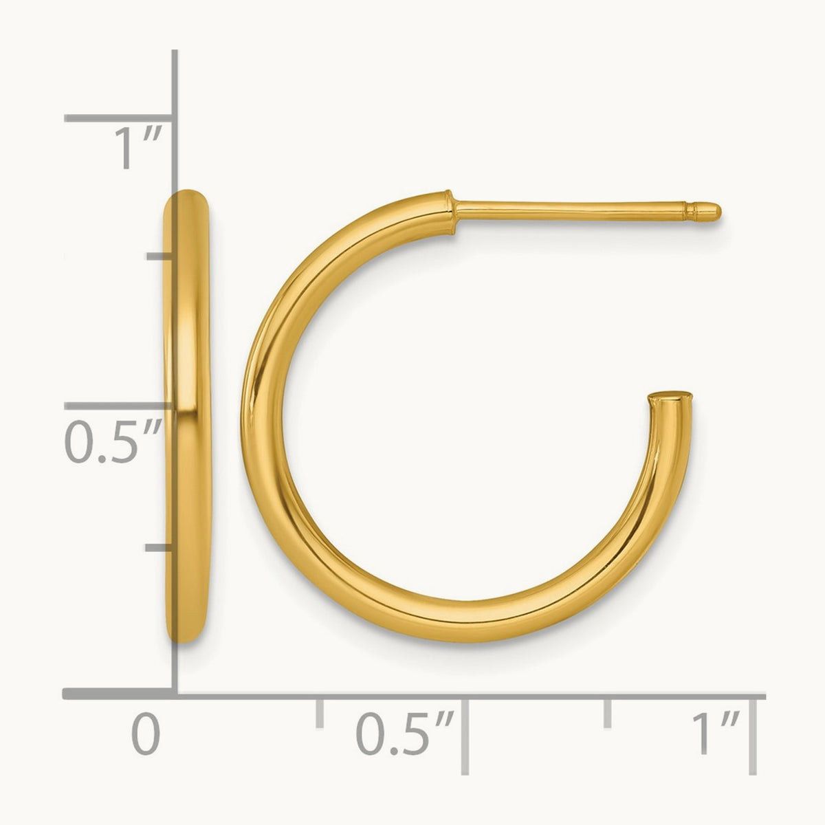 2.0 x Polished Post Hoop Earrings — 14K Yellow Gold