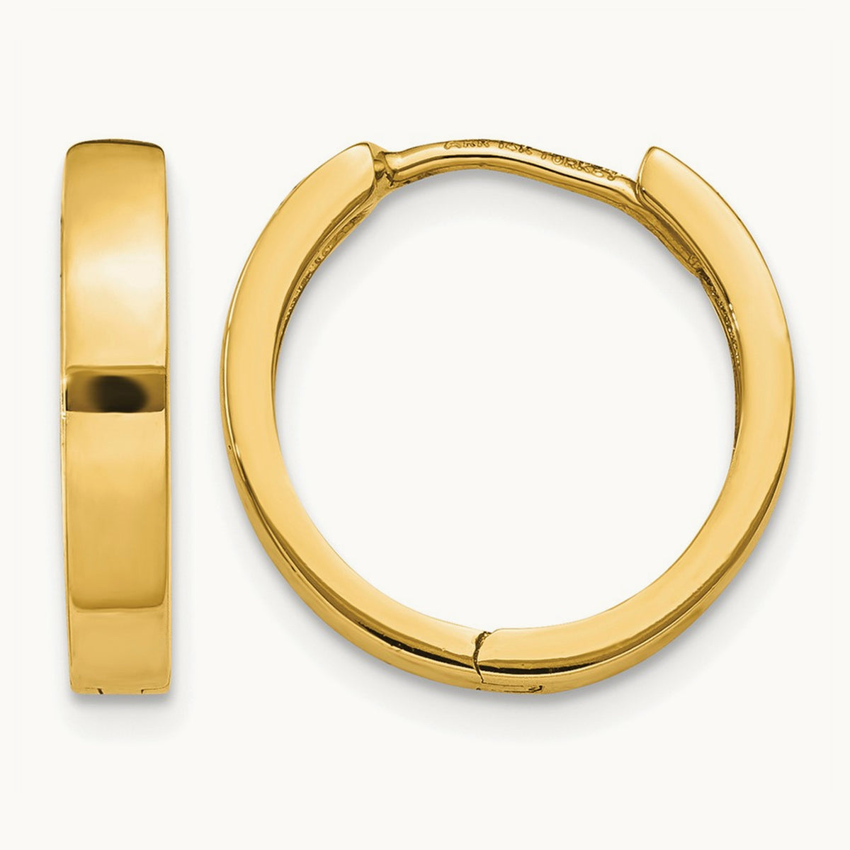 Round Hinged Hoop Earrings, 14K