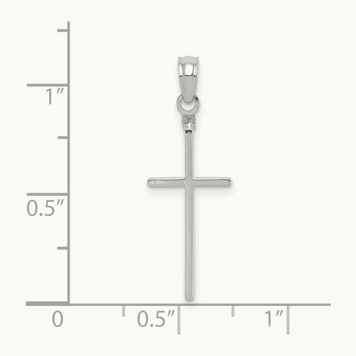 Polished Cross Pendant — 14K White Gold