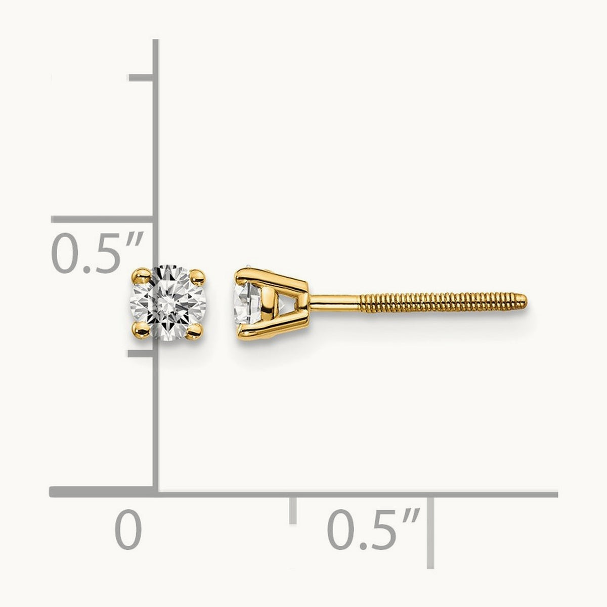 Round Diamond Stud Earrings — 14K Yellow Gold, 0.30 ct tw, VS2/SI1 G-I · screw back