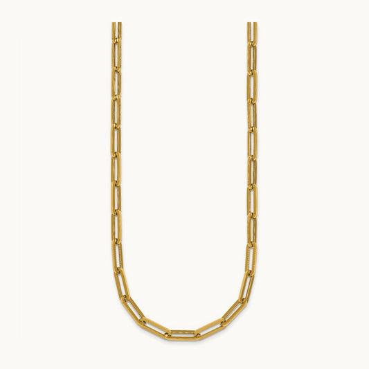 Polished 18in Paperclip Link Necklace, 14K