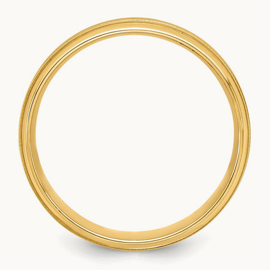 Standard Comfort Fit Brush Satin Fancy Band, 14K Yellow Gold