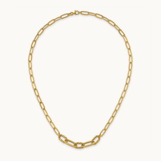 Polished Fancy 18in Paperclip Necklace, 14K