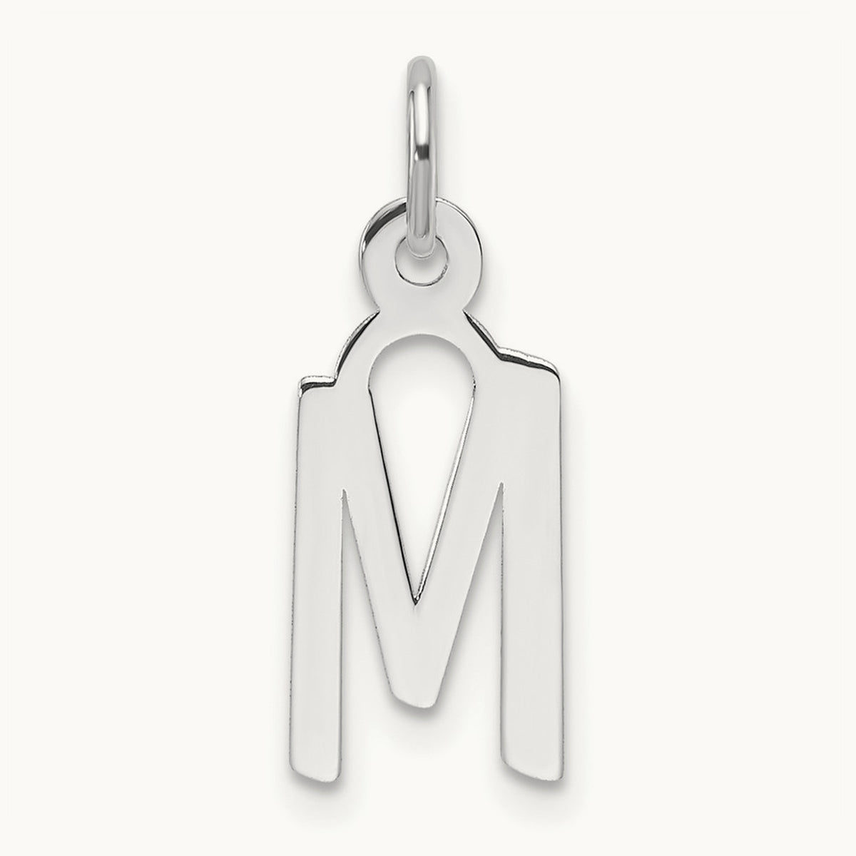 Slanted Block Initial Charm — 14K White Gold, M