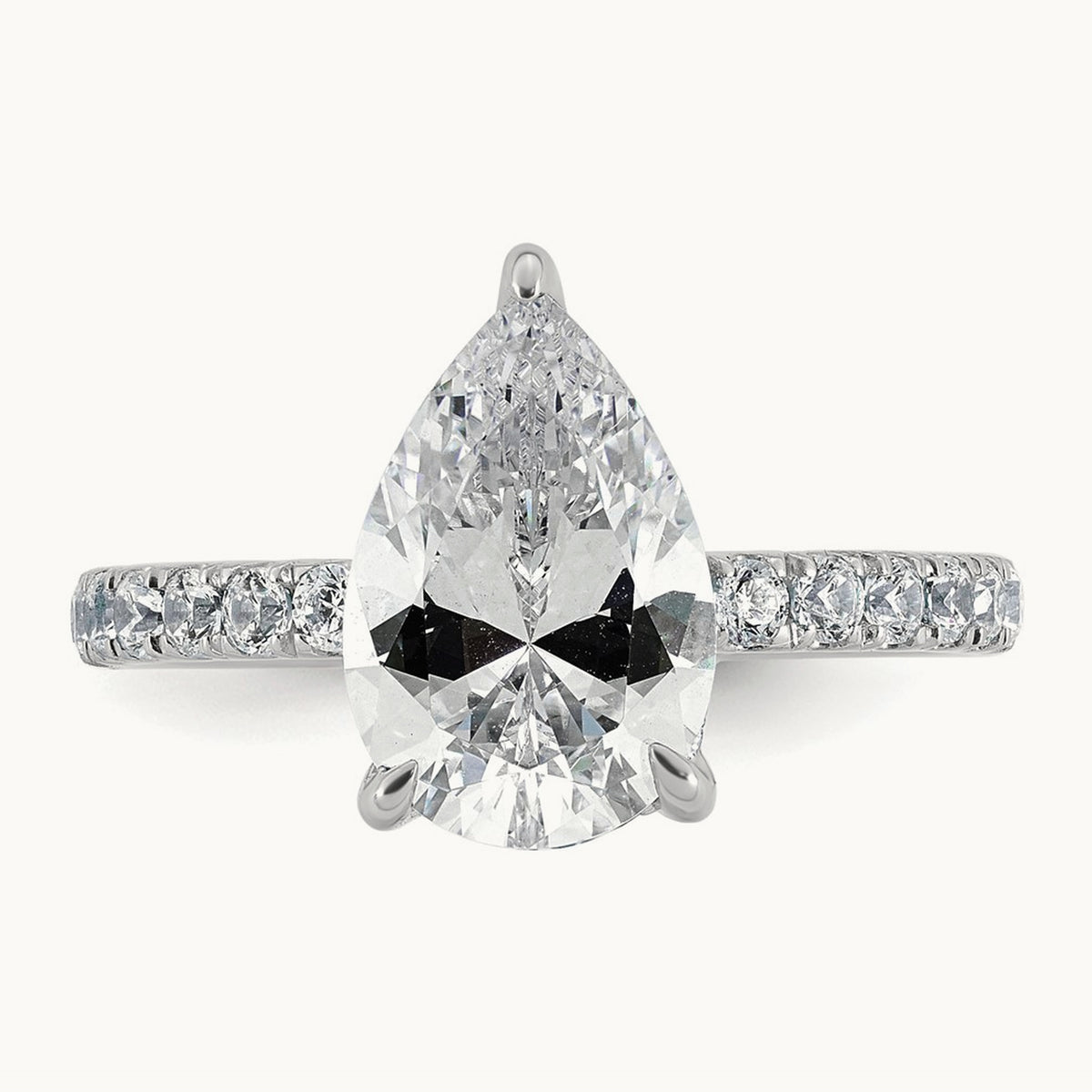 Pear Solitaire Engagement Ring, 1.25-4.75 ct tw Lab-Grown Diamond — 3 1/2 ct, 14K White Gold