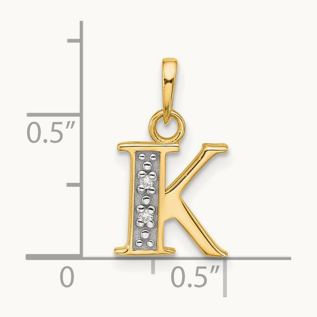 Diamond Letter K Initial Pendant, 14K with Rhodium