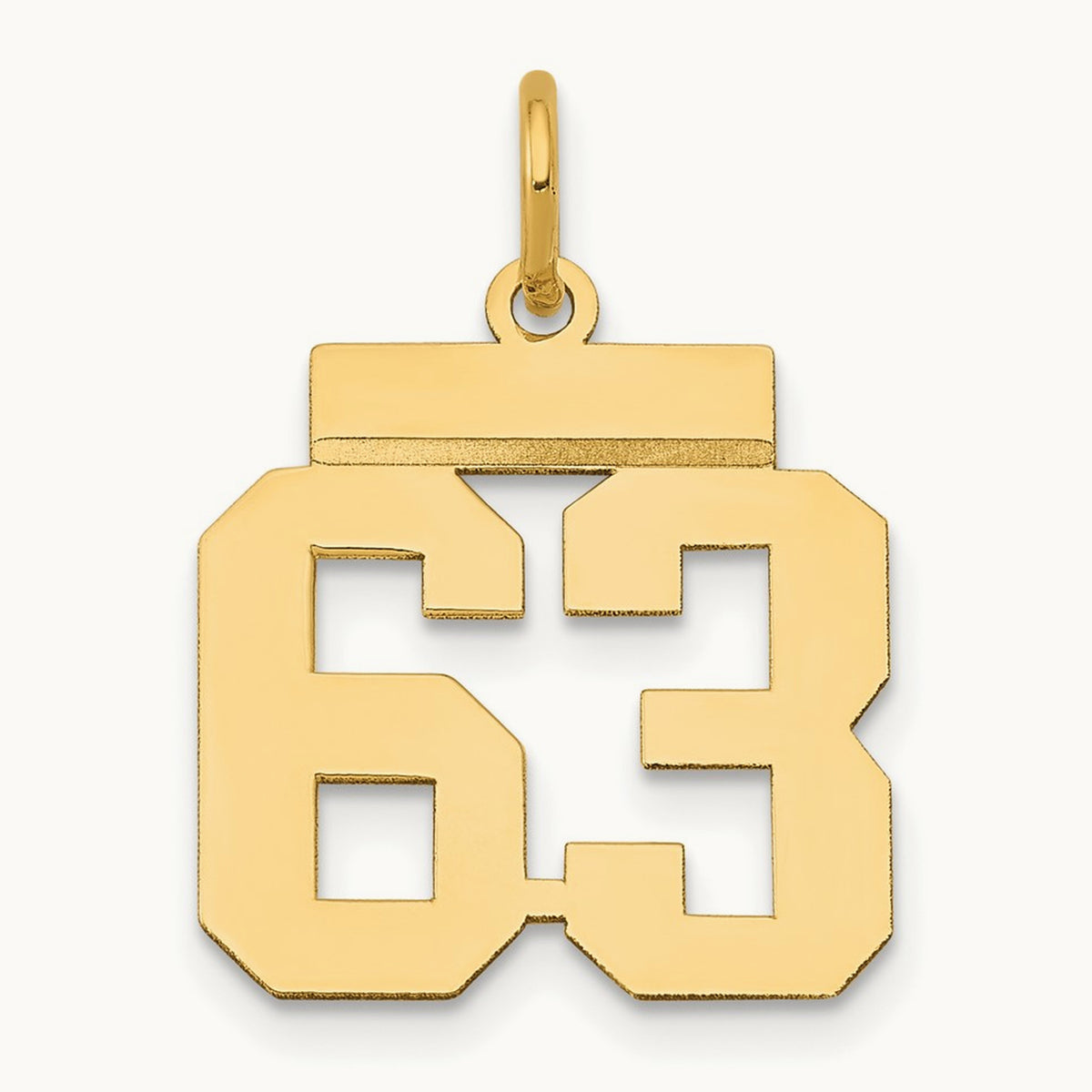 Small Polished Number 63 Charm, 14K