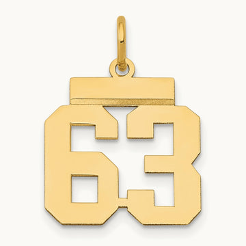 Small Polished Number 63 Charm, 14K