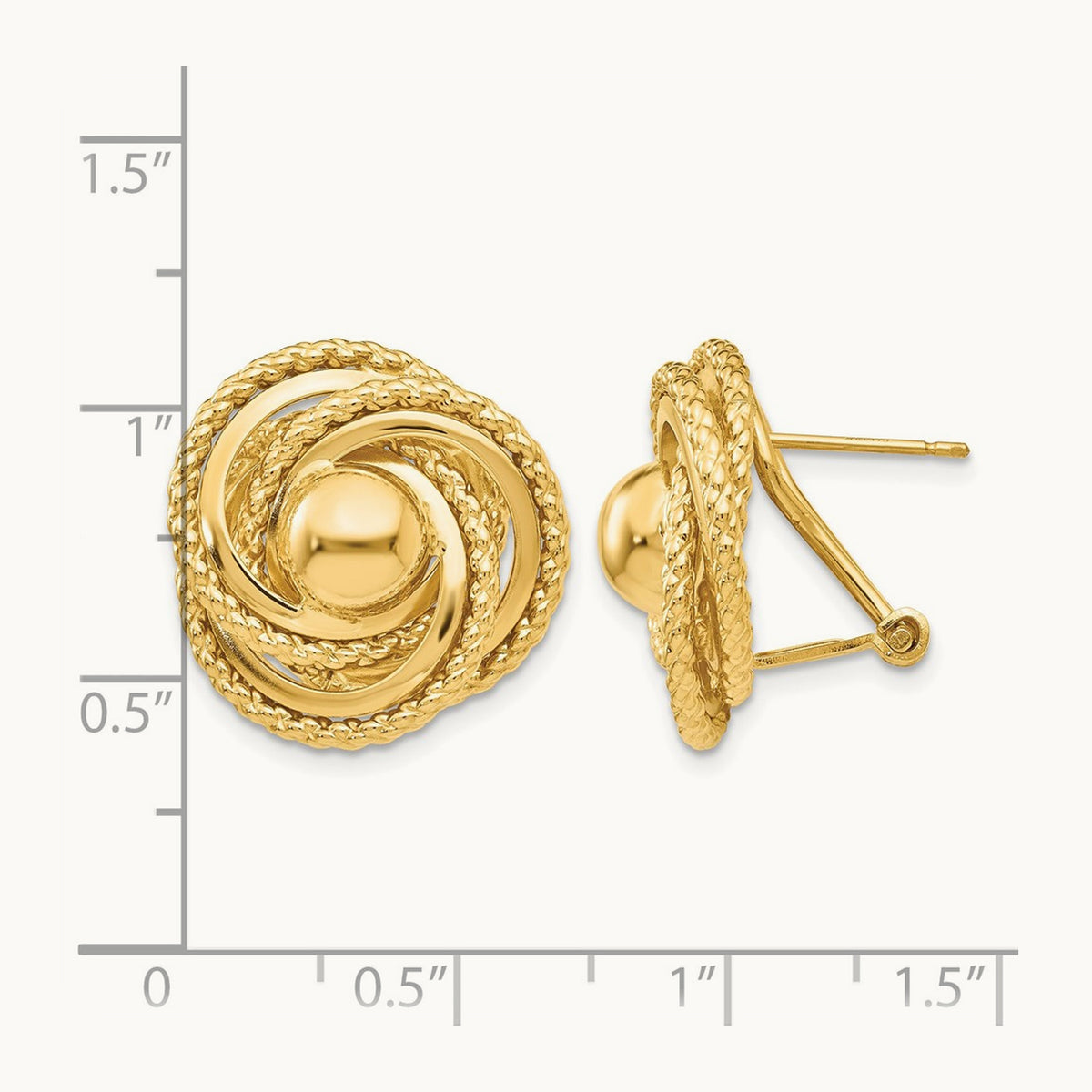 Polished & Twisted Fancy Omega Back Post Earrings, 14K