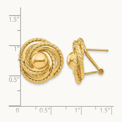 Polished & Twisted Fancy Omega Back Post Earrings, 14K