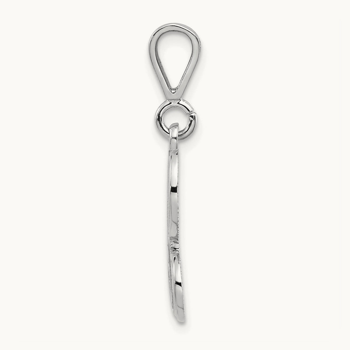 Solid Polished Script Filigree Initial Pendant — H