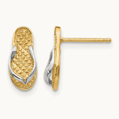 Flip Flop Earrings, 14K with Rhodium