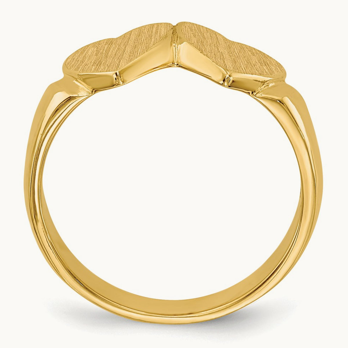 8.0x8. Closed Back Double Heart Signet Ring, 0mm, 14K