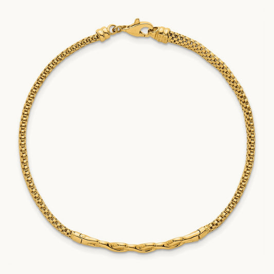 Polished Infinity 7.5in Fancy Link Bracelet, 14K
