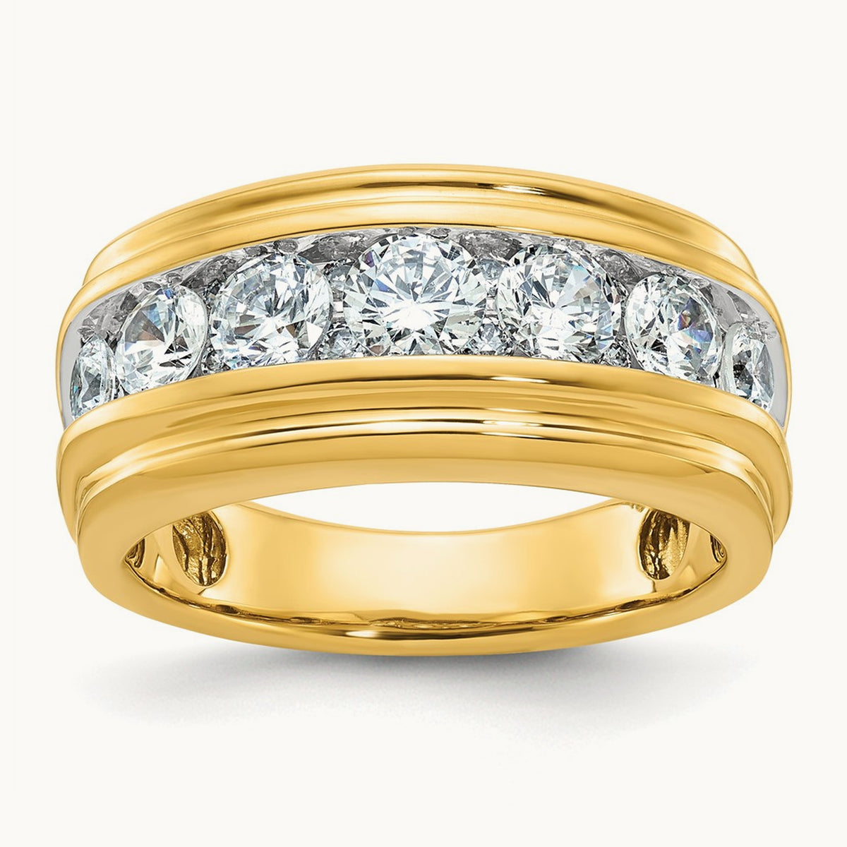 w/ RH IBGoodman Men's Polished & Grooved Diamond Ring — photo set