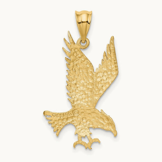 Polished and Diamond-cut Eagle Pendant, 14K