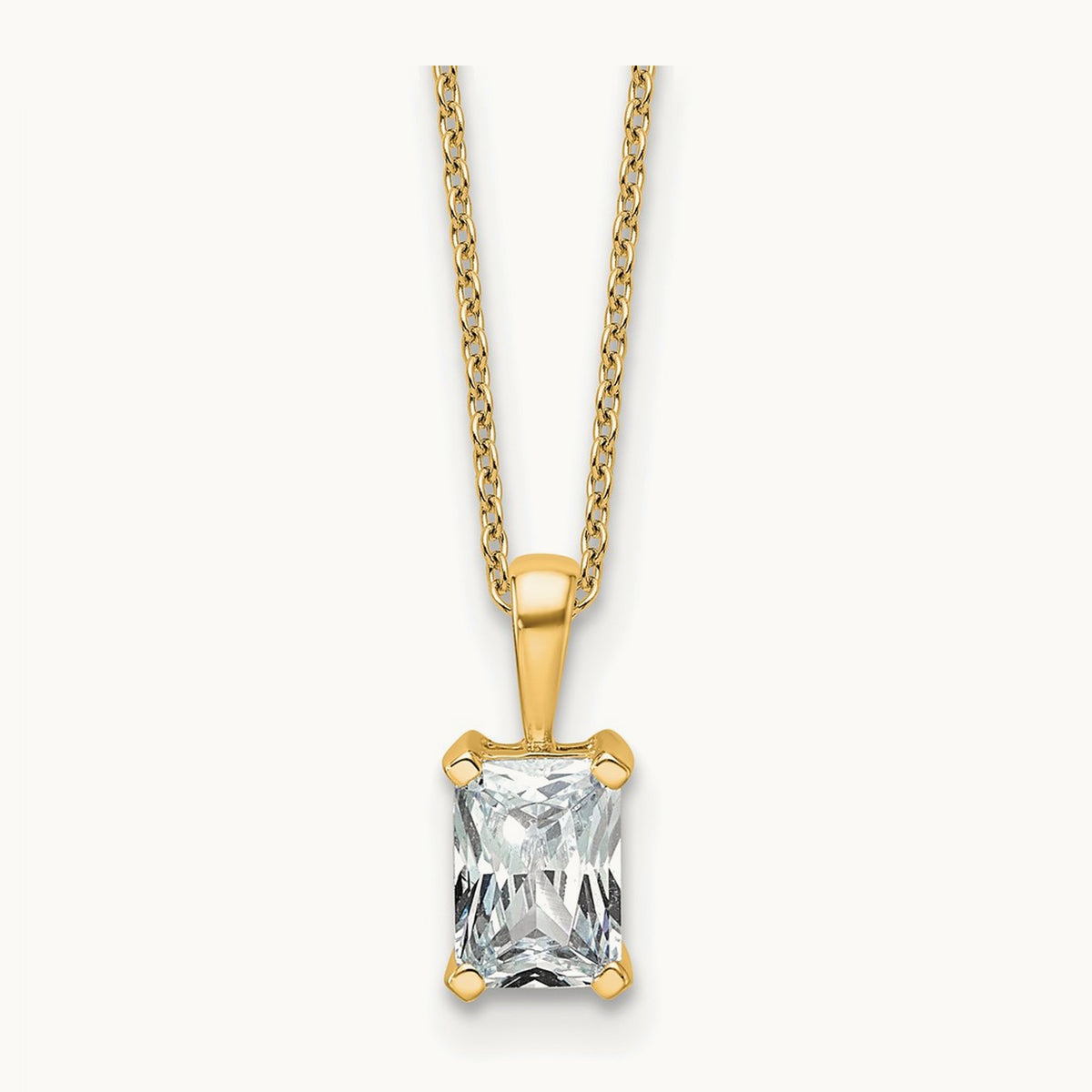 Radiant Pendant Necklace, 0.50-2.00 ct tw Lab-Grown Diamond — 1 ct, 14K Yellow Gold