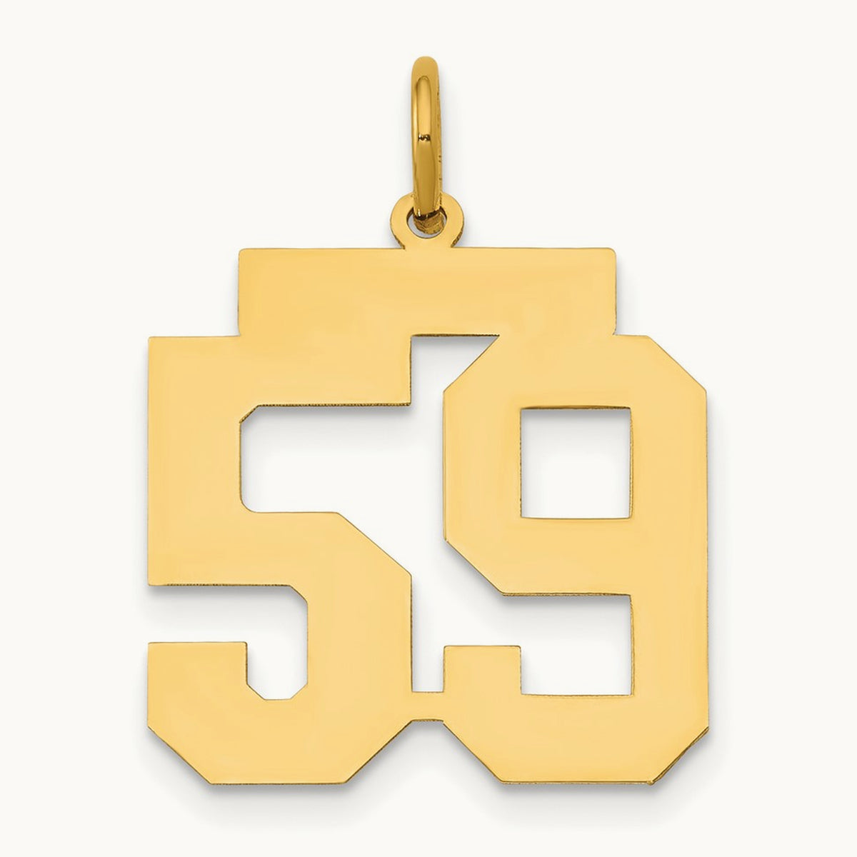 Medium Polished Number 59 Charm, 14K