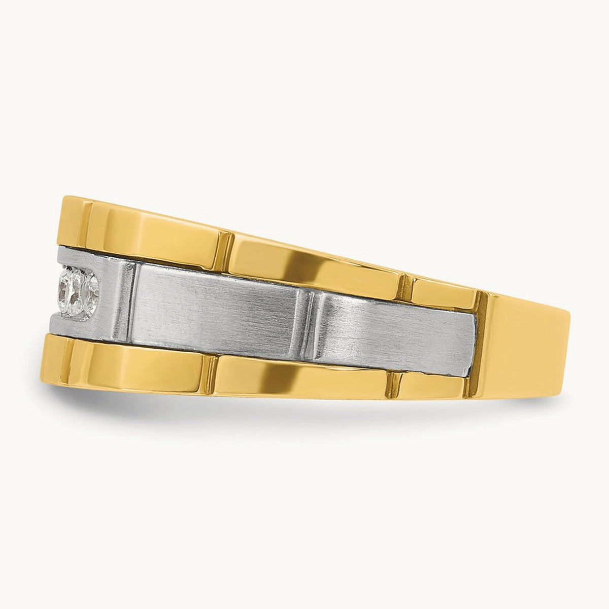 14ktt IBGoodman Men's Polished & Grooved 5-Stone Diamond Ring