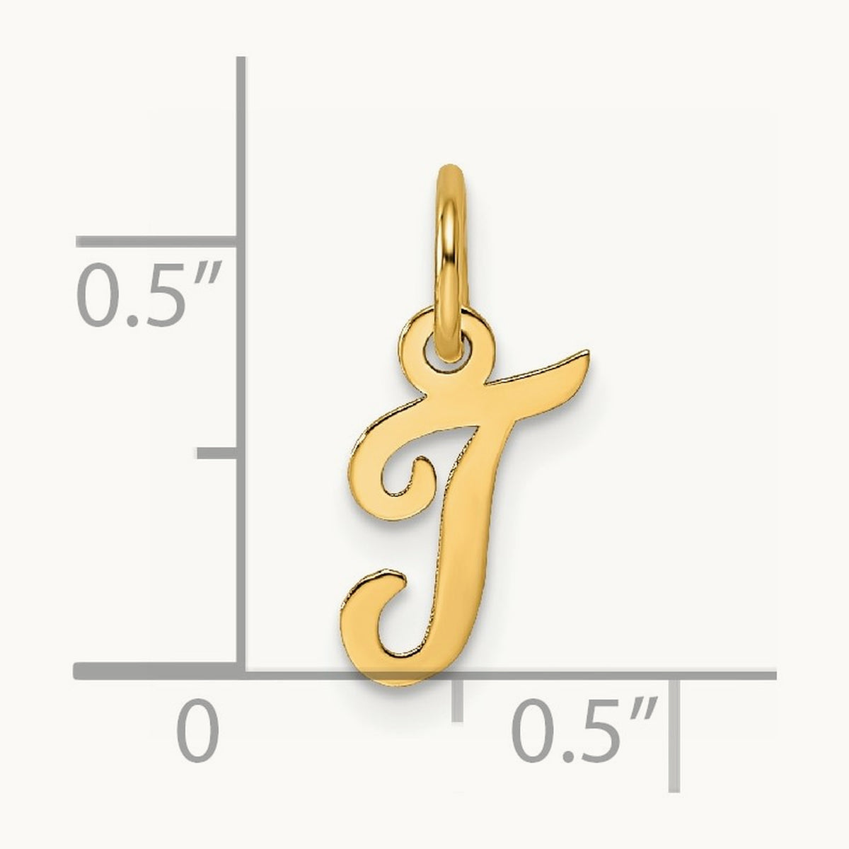 Small Script Letter T Initial Charm, 14K