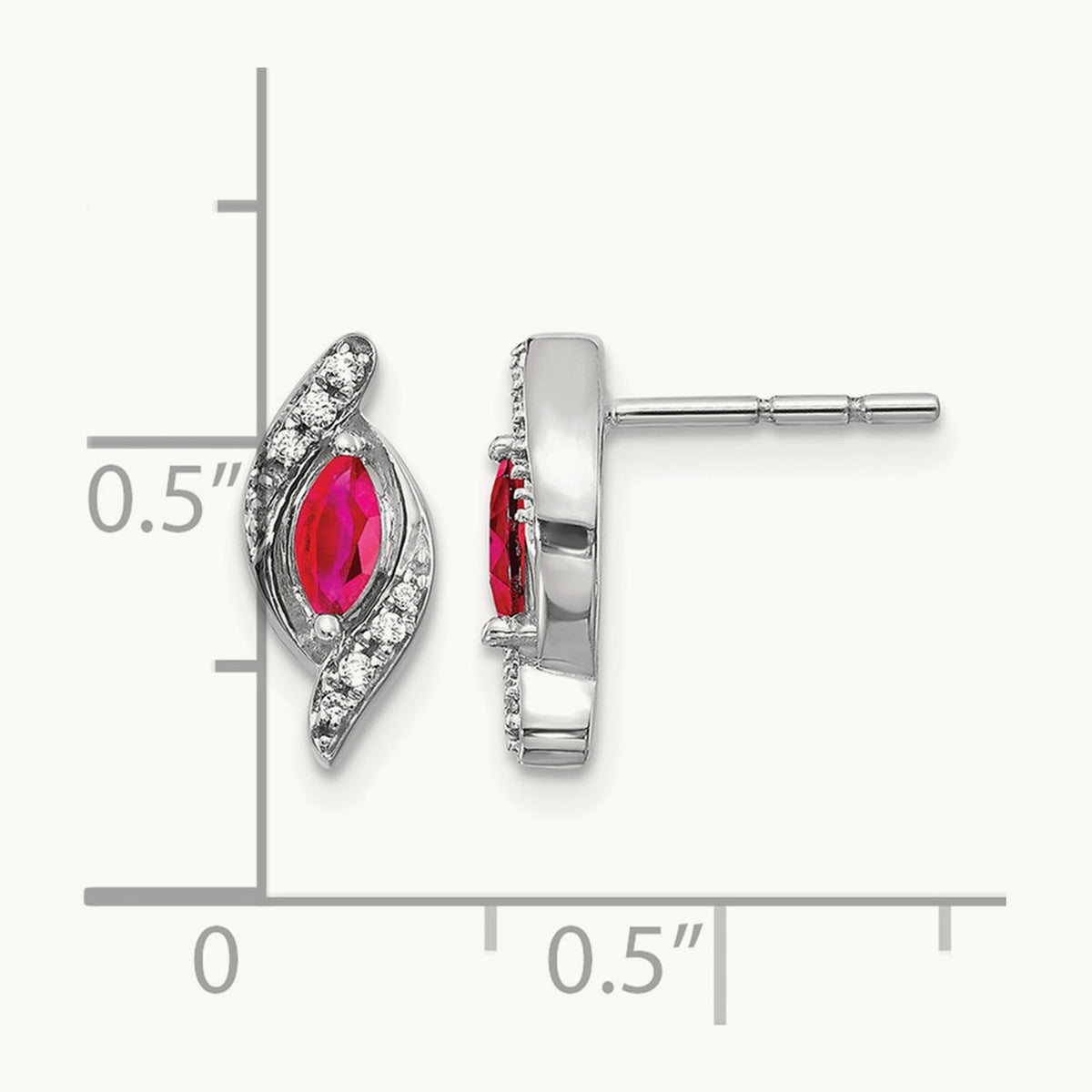 Diamond and Ruby Earrings — 14K White Gold