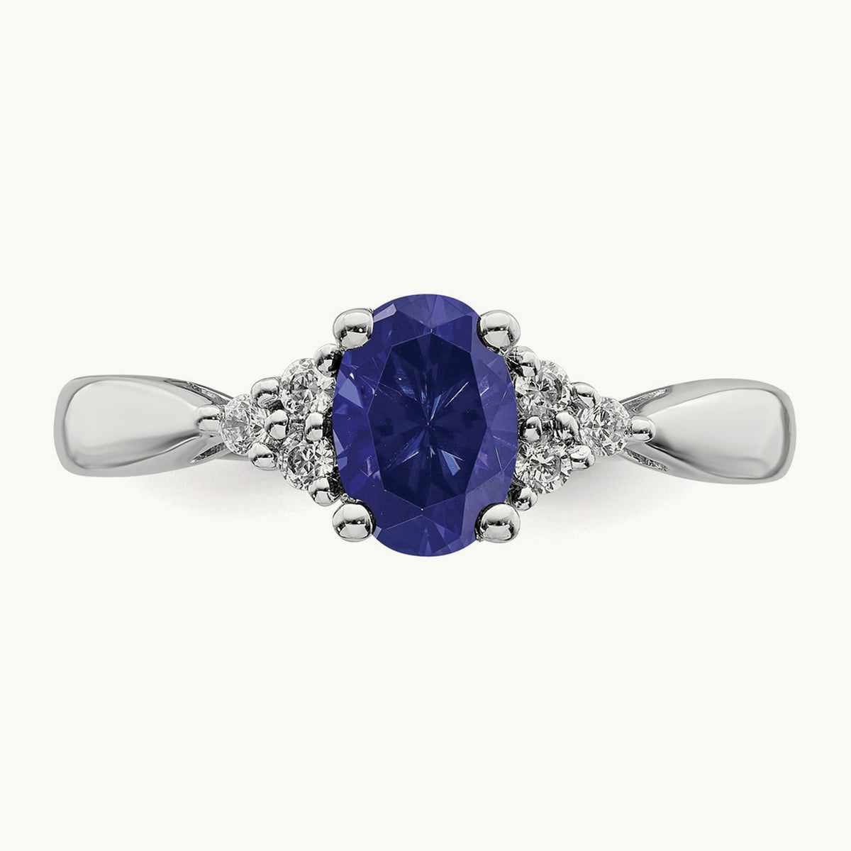 Created Sapphire and Diamond Ring, 14K White Gold
